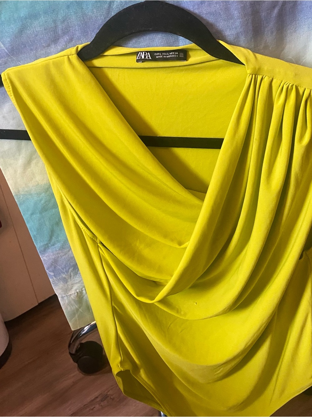 Zara Shoulder Draped Top in Lime Green